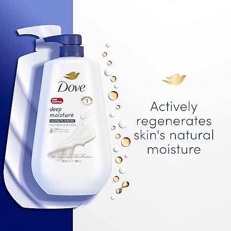 Dove Deep Moisture Body Wash 30.6 Fl Oz Pack of 3 with Pump, Luxurious Hydration for Dry Skin, Cleanser with 24hr Renewing MicroMoisture