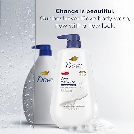 Dove Deep Moisture Body Wash 30.6 Fl Oz Pack of 3 with Pump, Luxurious Hydration for Dry Skin, Cleanser with 24hr Renewing MicroMoisture