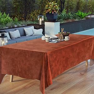 Linkidea Vegan Leather Table Cloth, Outdoor Camping Table Cover, 85" x 55" Wipeable Rectangle Dining Table Pads Protector for Coffee Table, Dining Room Table