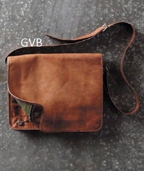 Men's Rare Goat Leather Vintage Laptop Messenger Handmade Briefcase Bag Satchel