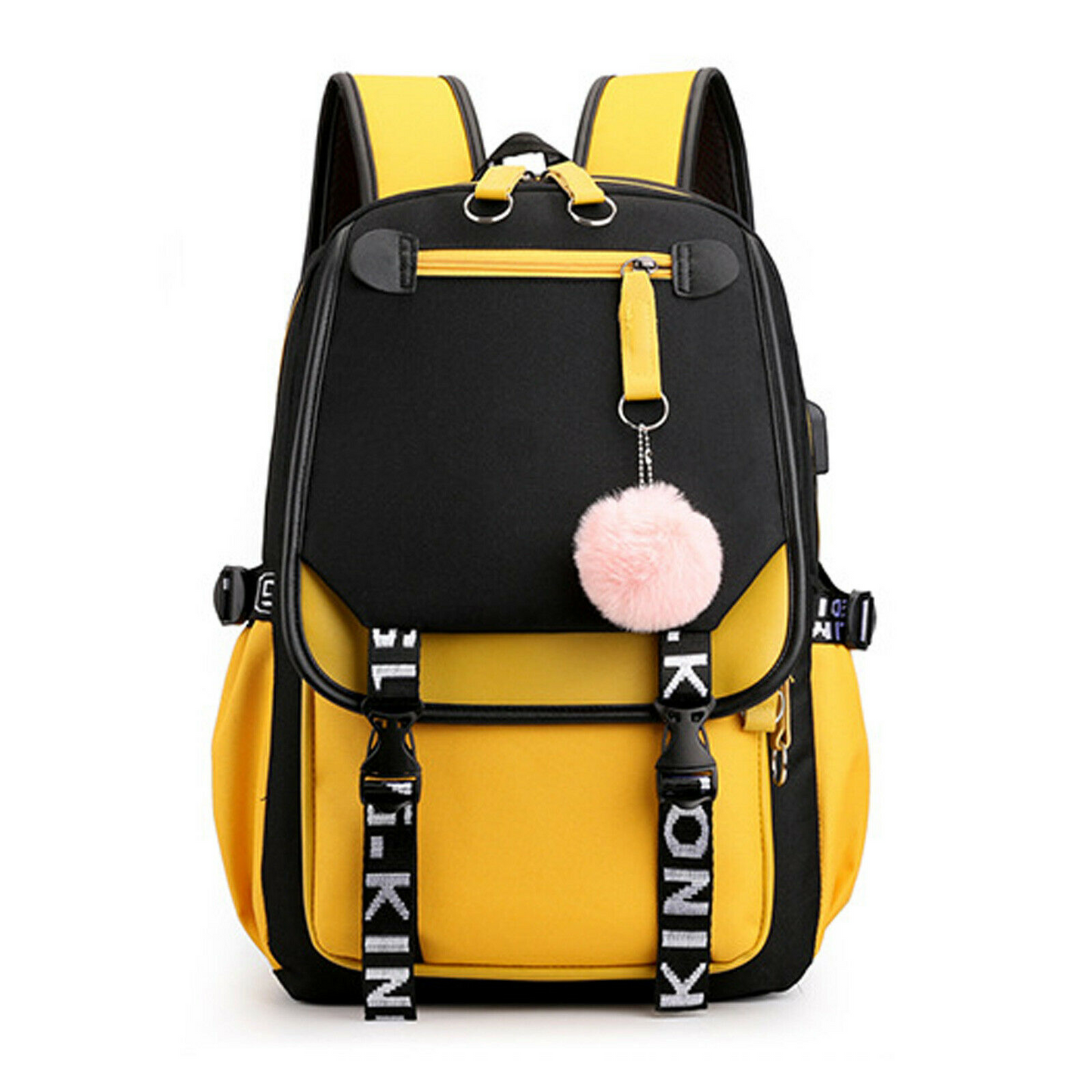 Women School Bag Oxford Waterproof Girls Backpack Rucksack w/ USB Charging Port